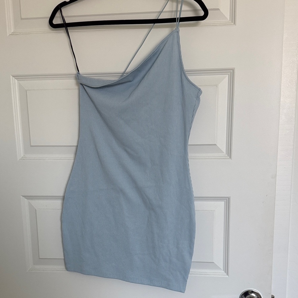 H&M Light Blue One Shoulder Dress